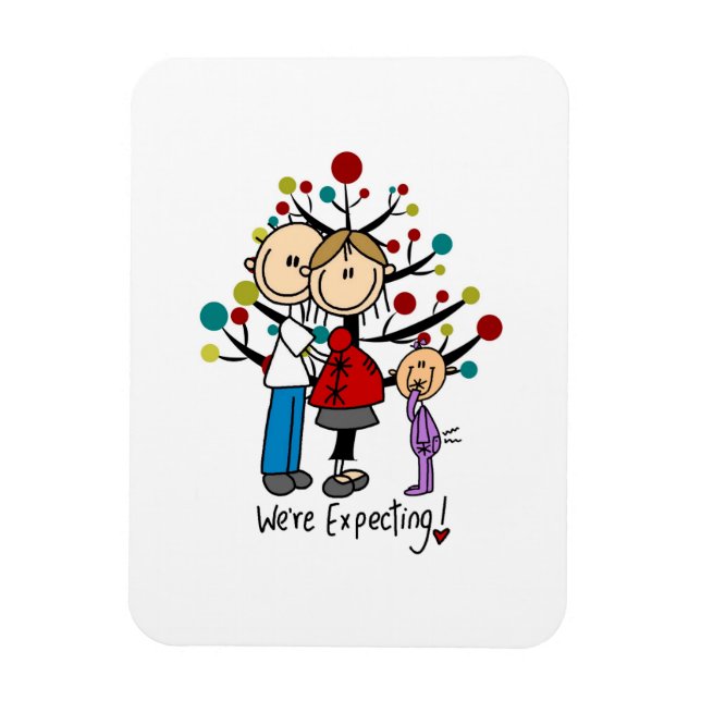 Stick figurer Expectant Parents Girl Magnet (Vertikal)