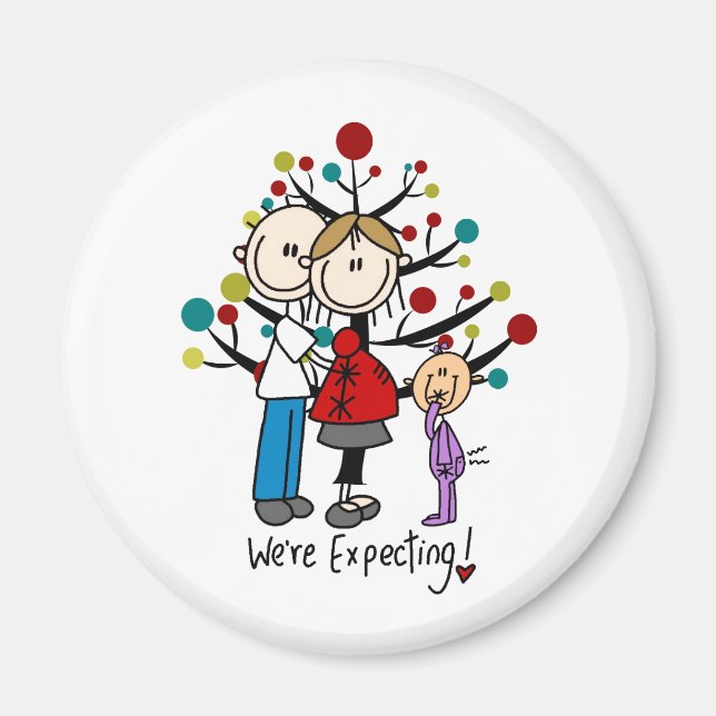 Stick figurer Expectant Parents Girl Magnet (Framsidan)