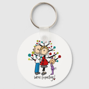 Stick figurer Expectant Parents Girl Nyckelring