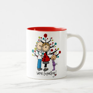 Stick figurer Expectant Parents Girl Två-Tonad Mugg