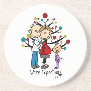 Stick figurer Expectant Parents Girl Underlägg Sandsten