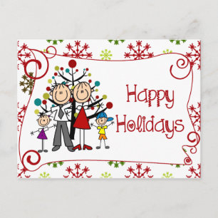 Stick figurer Family Glad helg vykort
