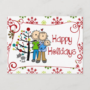 Stick figurer Family Glad helg vykort