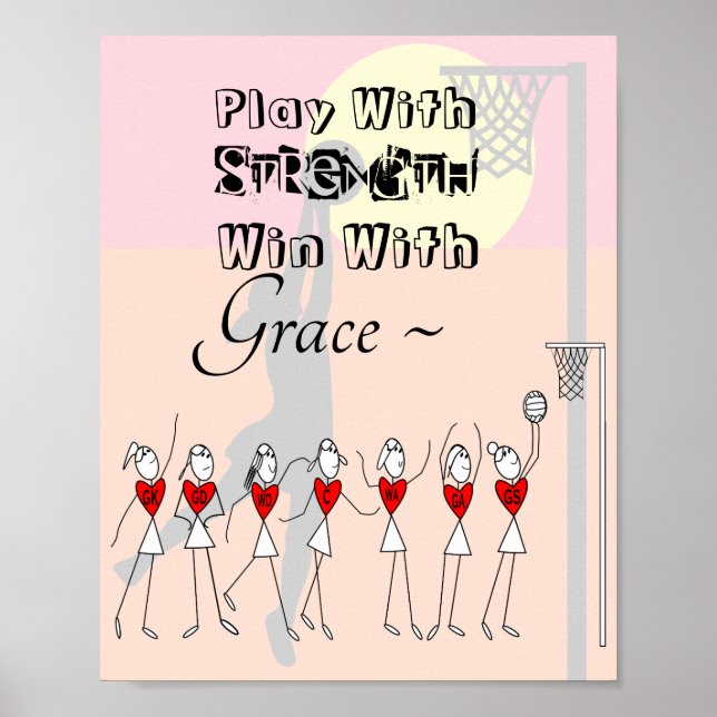 Stick figurer Motivational Netball Quote Poster (Framsidan)