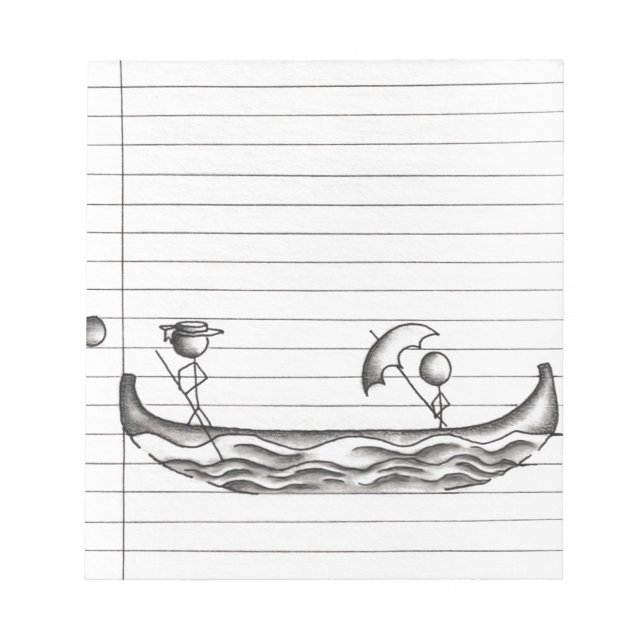Stick figurer på en Gondola Boat Anteckningsblock (Framsida)