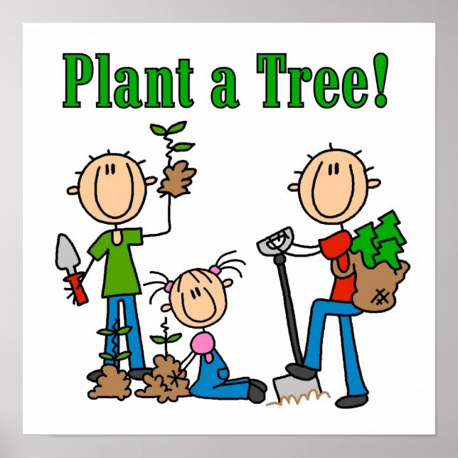 Stick figurer Plant a Träd Tshirts and Gifts Poster (Framsidan)
