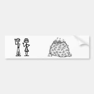 Stick figurfamilj (inga ungar) bildekal