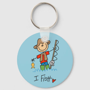 Stick figurfiskare nyckelring