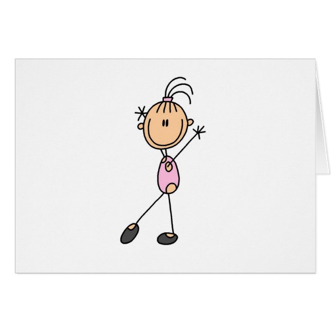 Stick figurflickagymnast i rosa kort (Framsidan Horizontal)