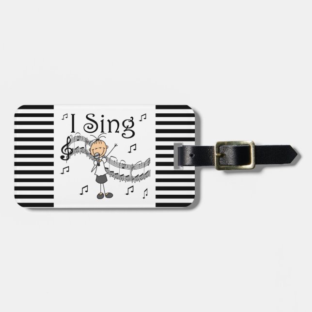 Stick figurflickan sjunger jag T-tröja och gåvor Bagagebricka (Horisontell Framsida)