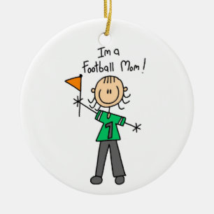 Stick figurfotbollmamma julgransprydnad keramik