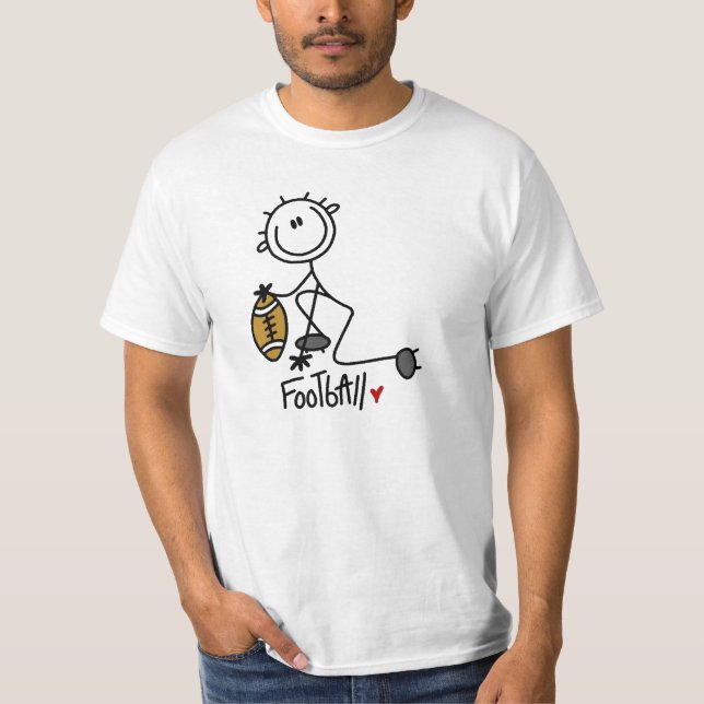 Stick figurfotbollsspelare värderar tshirten t-shirt (Framsida)