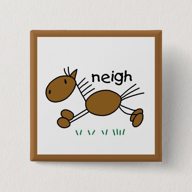 Stick figurhästT-tröja och gåvor Knapp (Framsida)