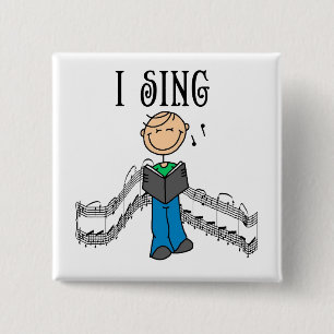 Stick figurmanlign sjunger jag T-tröja och gåvor Knapp