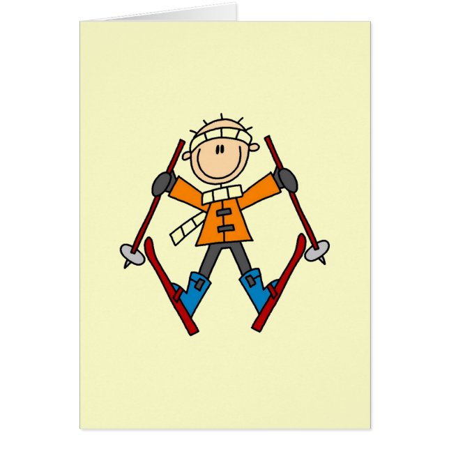 Stick figurSkierT-tröja och gåvor Hälsningskort (Framsidan)