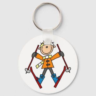Stick figurSkierT-tröja och gåvor Nyckelring