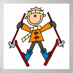 Stick figurSkierT-tröja och gåvor Poster