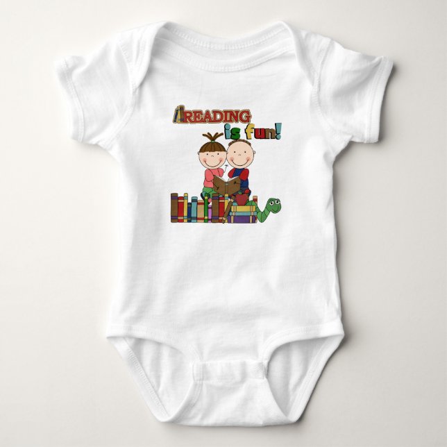 Stick figurungeläsning är rolig t-shirt (Framsida)