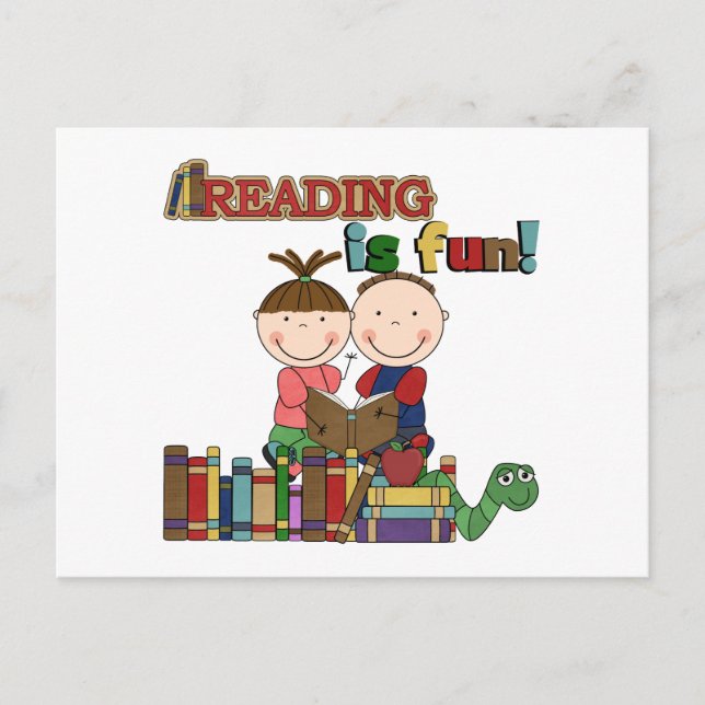 Stick figurungeläsning är rolig vykort (Framsida)