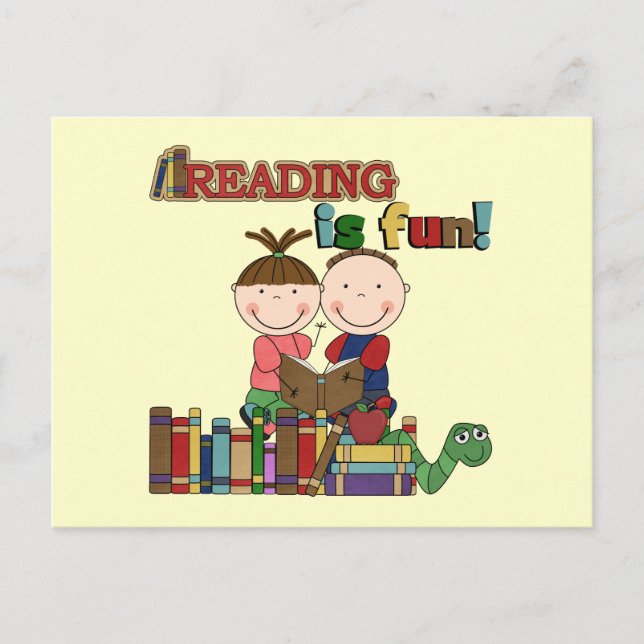 Stick figurungeläsning är rolig vykort (Framsida)