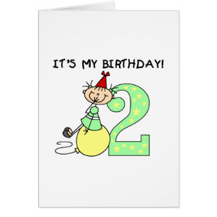 Stick Girl 2nd Birthday Tshirts och Gifts Hälsningskort