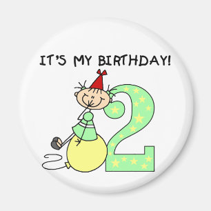 Stick Girl 2nd Birthday Tshirts och Gifts Magnet