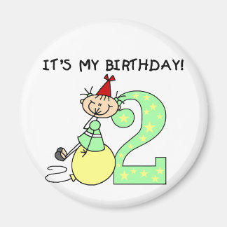 Stick Girl 2nd Birthday Tshirts och Gifts Magnet