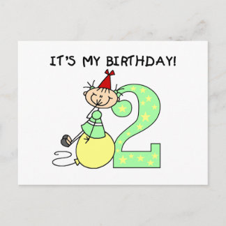 Stick Girl 2nd Birthday Tshirts och Gifts Vykort