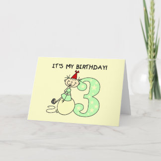 Stick Girl 3 rd Birthday Tshirts and Gifts Kort