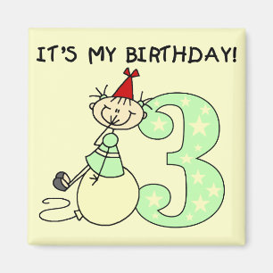 Stick Girl 3 rd Birthday Tshirts and Gifts Magnet