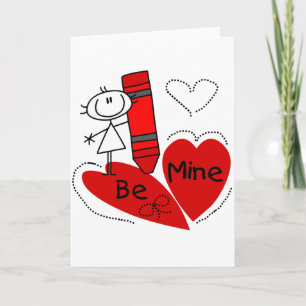Stick Girl Be Mine Valentine Helgkort