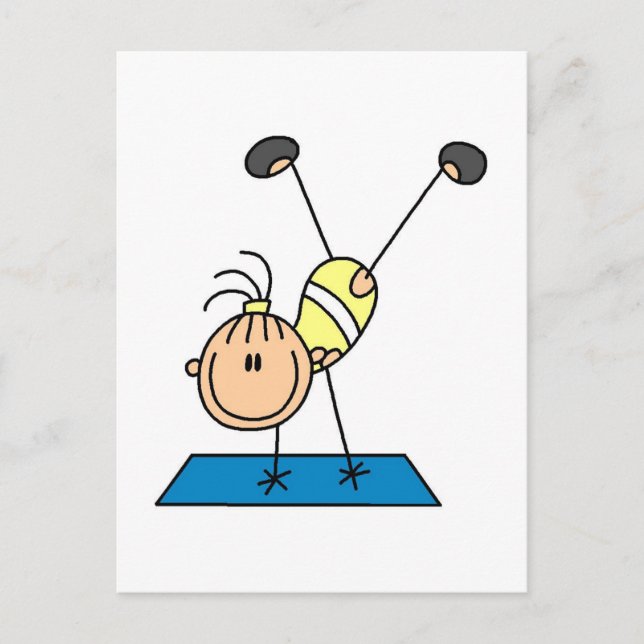 Stick Girl Doing Flips Tshirts and Gifts Vykort (Framsida)