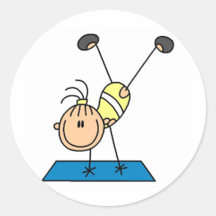 Stick Girl Gymnast Doing Flips Stickers Runt Klistermärke