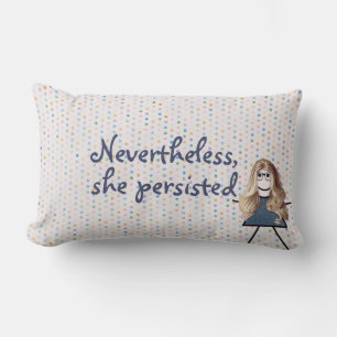 Stick Girl in Denim Dress with Quote Lumbarkudde