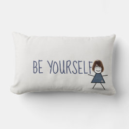 Stick Girl in Denim Dress with Quote Lumbarkudde