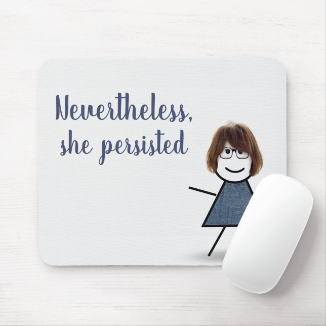 Stick Girl in Denim Dress with Quote Musmatta (Med mus)