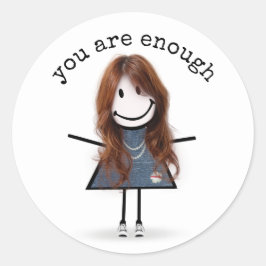 Stick Girl in Sneakers with Quote Runt Klistermärke