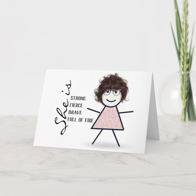 Stick Girl med Hair till Mamma Kort (Framsida)