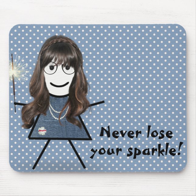 Stick Girl med Sparkler på Polka dots Musmatta (Framsidan)