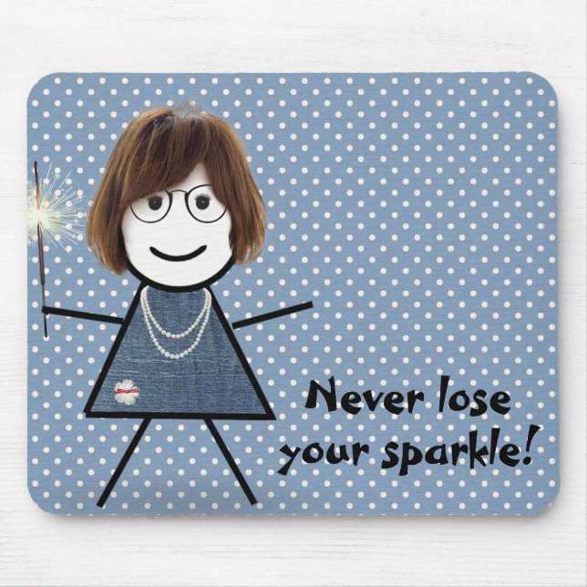 Stick Girl med Sparkler på Polka dots Musmatta (Framsidan)