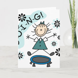 Stick Girl på Trampoline Kort
