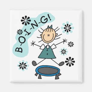 Stick Girl på Trampoline T-shirts och presenter Magnet