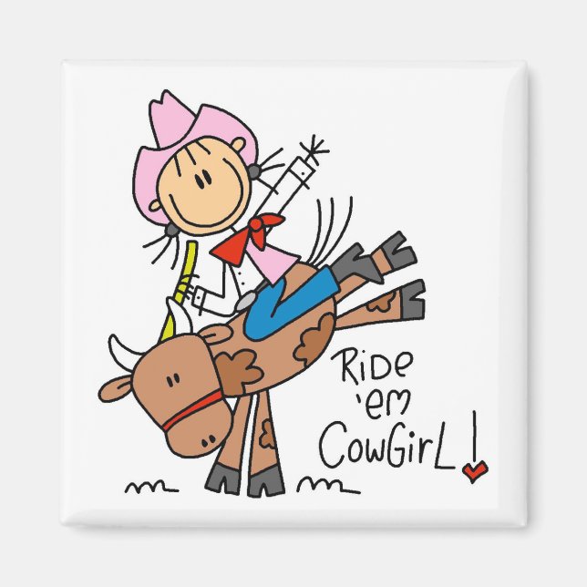 Stick Girl Ride Em Cowgirl Tshirts och Gifts Magnet (Framsidan)