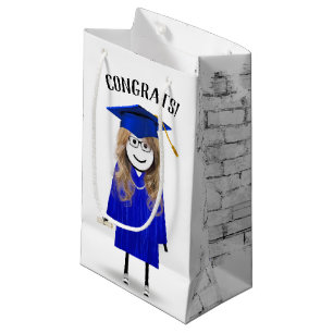 Stick Girl Student med Blue Cap och Diploma