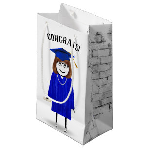 Stick Girl Student med Blue Cap och Diploma