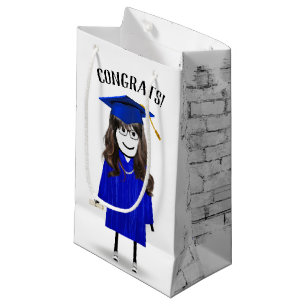 Stick Girl Student med Blue Cap och Diploma