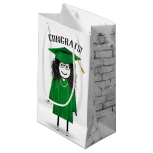 Stick Girl Student med Cap och Diploma