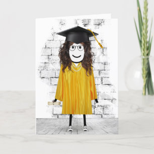 Stick Girl Student med diplomat Kort