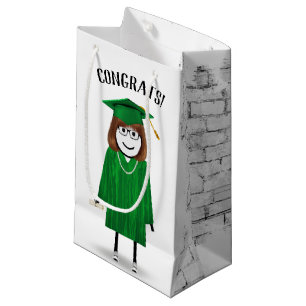 Stick Girl Student med Grönt Cap och Diploma