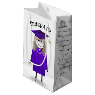 Stick Girl Student med Lila Cap och Diploma